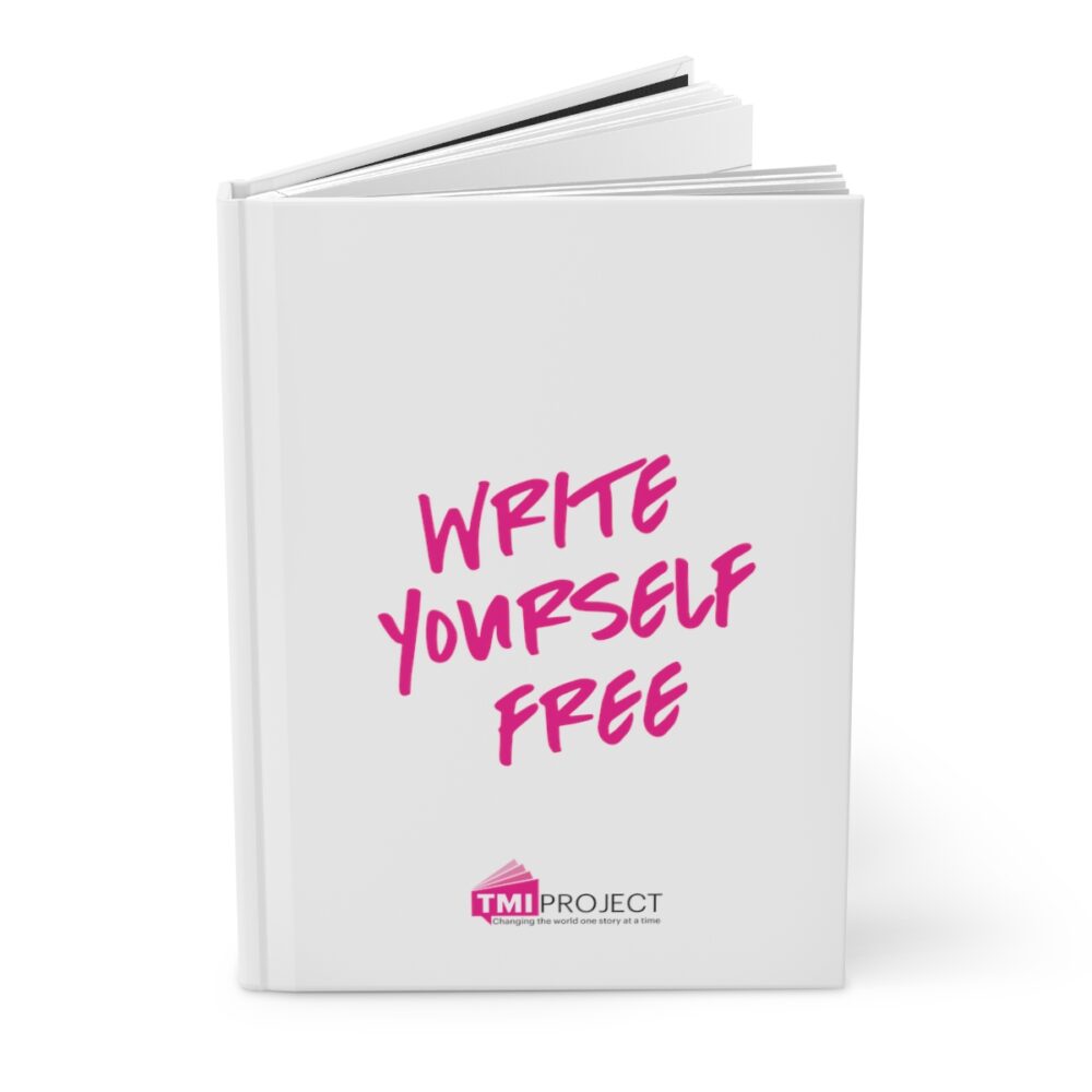 Image of write yourself free TMI Project notebook standing